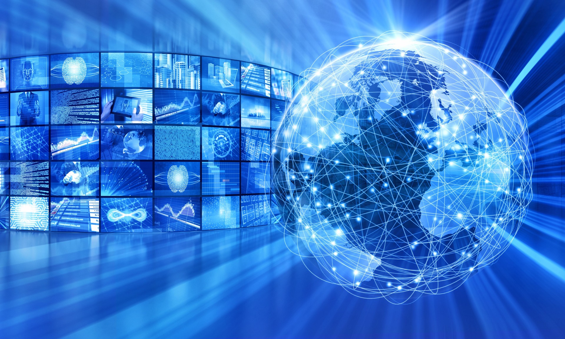 Global broadcasting and  telecommunications, video images around the world